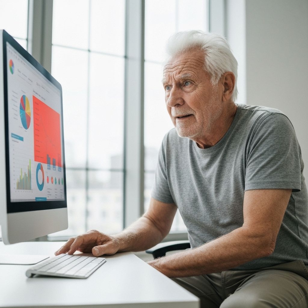 Tom, 74, struggling with complex digital authentication interface showing error messages